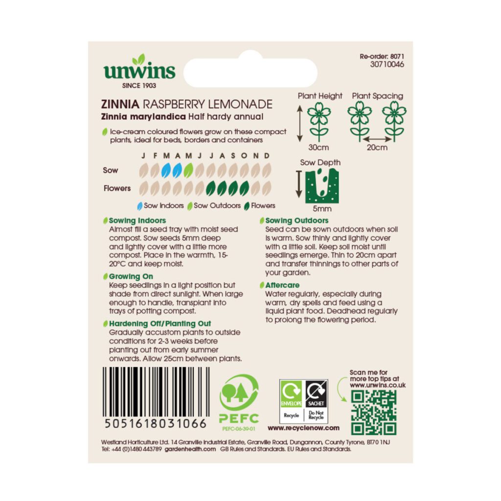 Unwins Zinnia Raspberry Lemonade Seeds 5051618031066 2